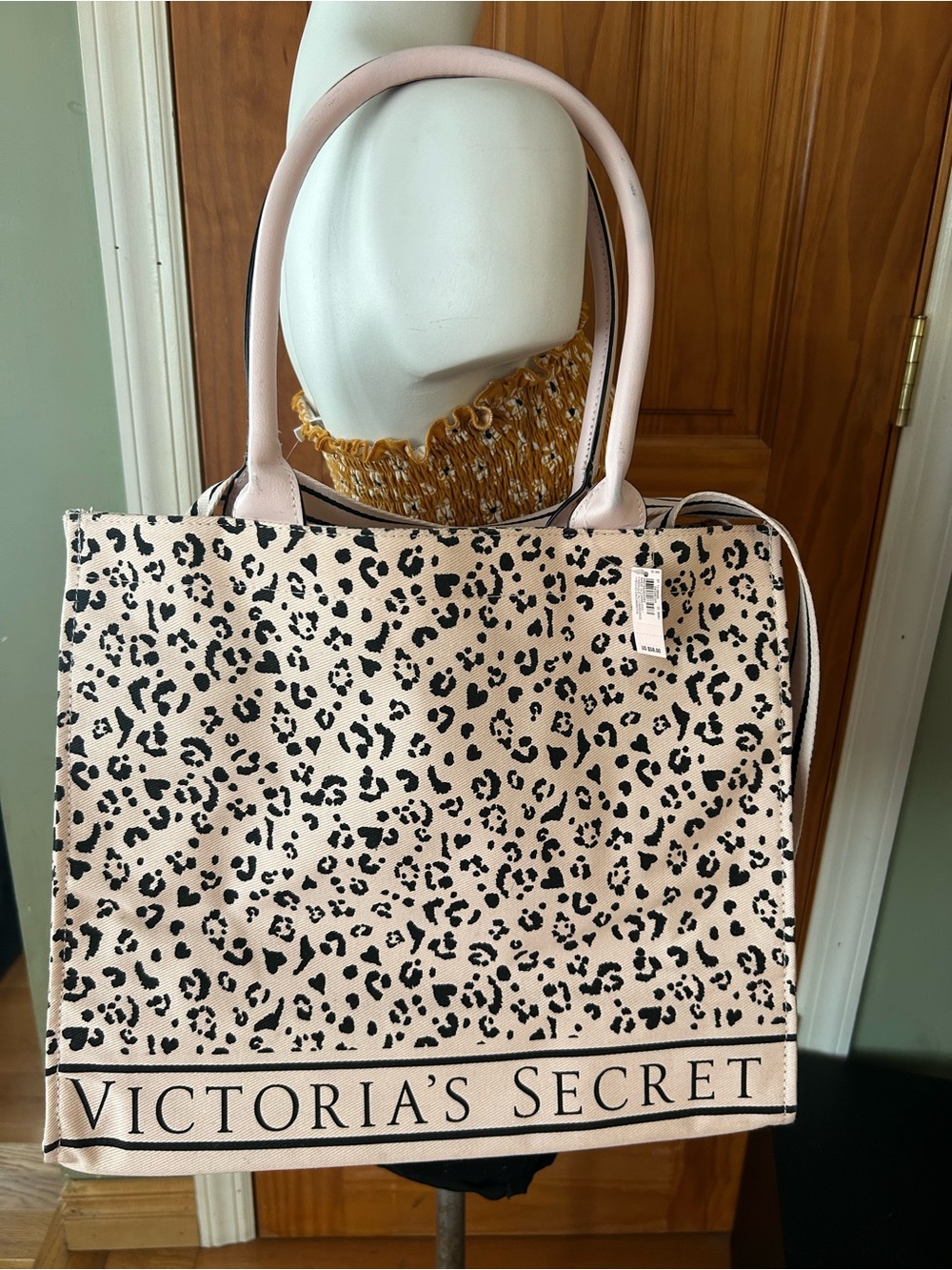 Victoria's Secret Pink Leopard Print Tote with Black Accents